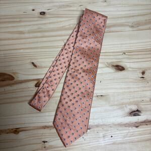 Ermenegildo Zegna Mens Silk Classic Tie Necktie Orange Floral Embroidered